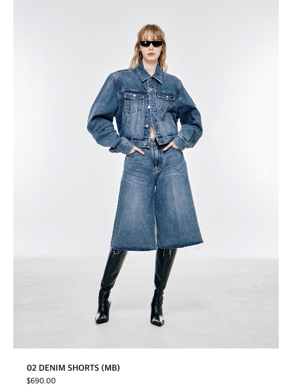 Denim Culotte Shorts in Mid Blue by